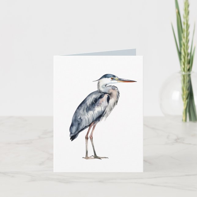 Coastal Blue Heron Bird Note Card (Front)