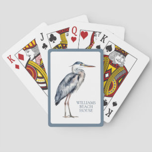 Coastal Blue Heron Bird Personalised Playing Cards