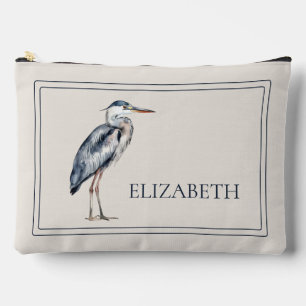 Coastal Blue Heron Bird Personalized Accessory Pouch