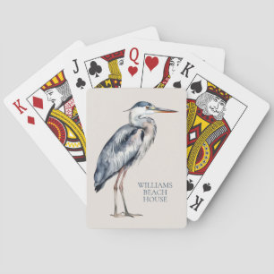 Coastal Blue Heron Bird Personalized Playing Cards