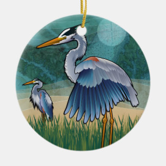 Coastal Blue Herons Ceramic Tree Decoration