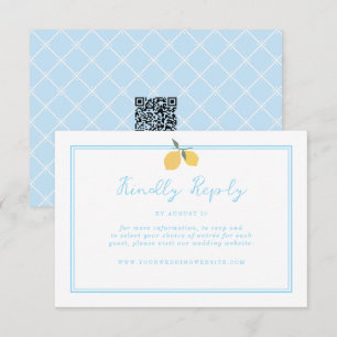Coastal Blue Lemon Amalfi QR Code RSVP  Enclosure Card