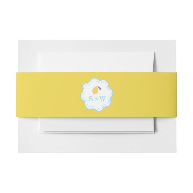 Coastal Blue Lemon Amalfi Wedding Belly Band Invitation Belly Band (Front Example)