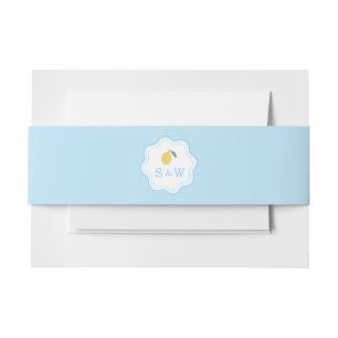 Coastal Blue Lemon Amalfi Wedding Belly Band Invitation Belly Band