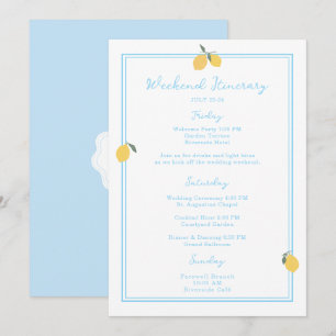 Coastal Blue Lemon Amalfi Wedding Itinerary Card
