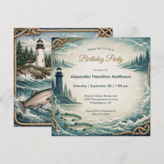 Coastal Blue Maritime Birthday Party Invitation