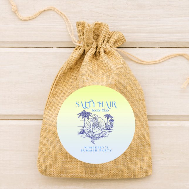 Coastal Blue Mermaid Cowgirl Summer Party Classic Round Sticker (Creator Uploaded)