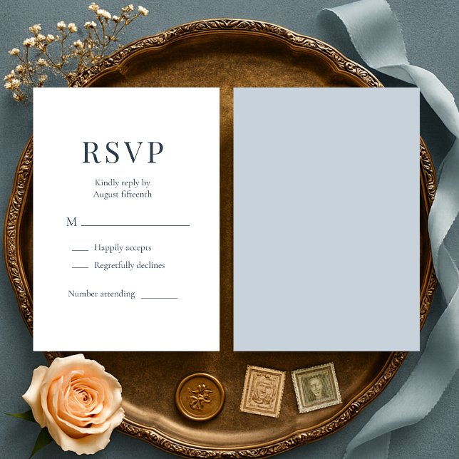 Coastal Blue Minimalist Wedding RSVP  (Creator Uploaded)