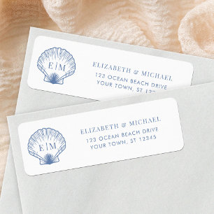 Coastal Blue Monogram Wedding Return Address