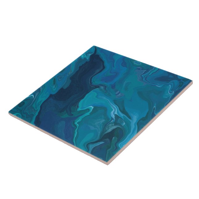 Coastal blue navy teal fluid gradient modern tile (Side)