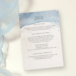 Coastal Blue Ocean Beach Wave Sand Wedding Details Enclosure Card
