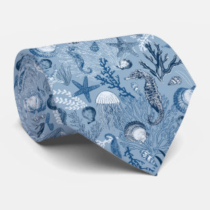 Coastal Blue Ocean Pattern  Tie