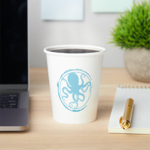 Coastal Blue Octopus 2 Paper Cups