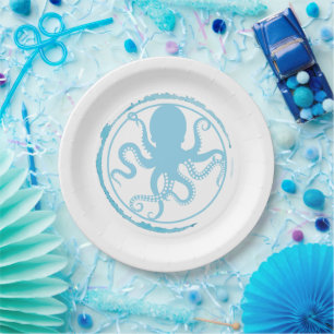 Coastal Blue Octopus 2 Paper Plate