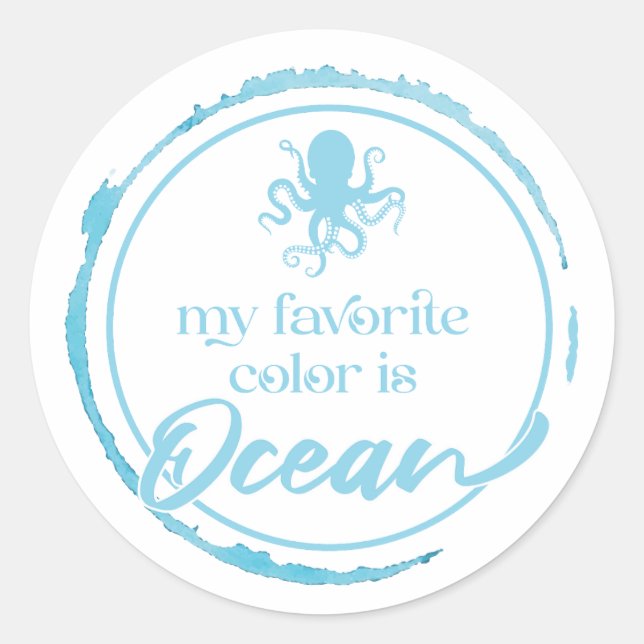 Coastal Blue Octopus Classic Round Sticker (Front)