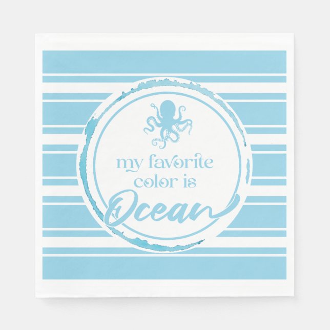 Coastal Blue Octopus Napkin (Front)