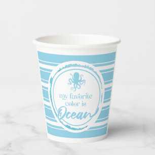 Coastal Blue Octopus Paper Cups