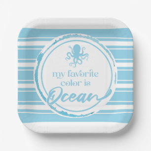 Coastal Blue Octopus Paper Plate
