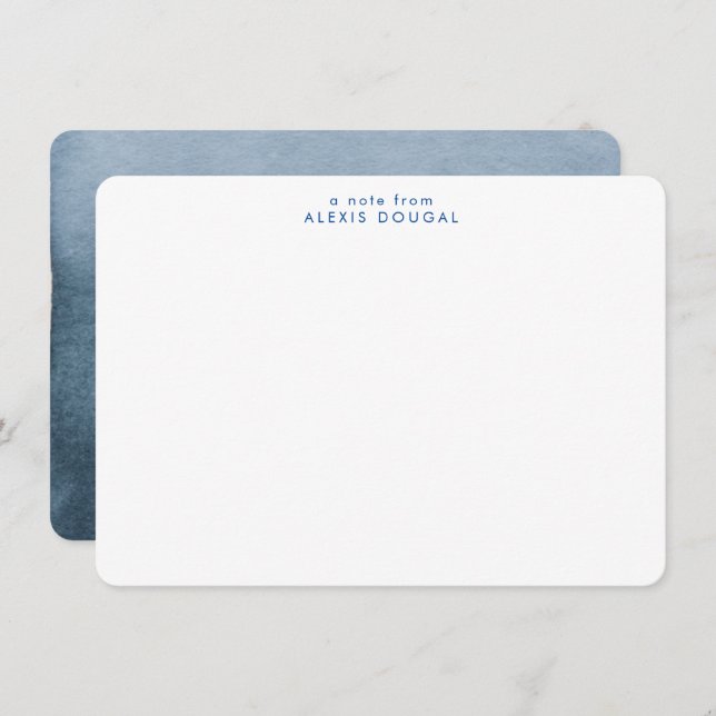 Coastal Blue Ombre Watercolor Minimal Personal Card (Front/Back)