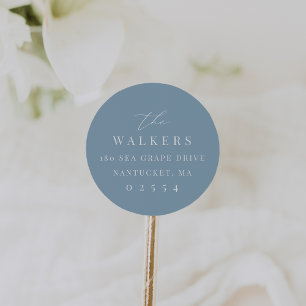 Coastal Blue Round Return Address Sticker