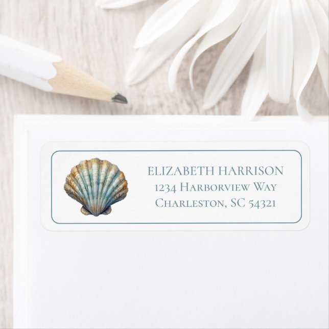 Coastal Blue Scallop Seashell Personalised (Insitu)