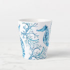 Coastal Blue Seahorse and Coral Watercolor