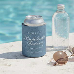 Coastal Blue Seashell Bachelorette Favour Can Cooler