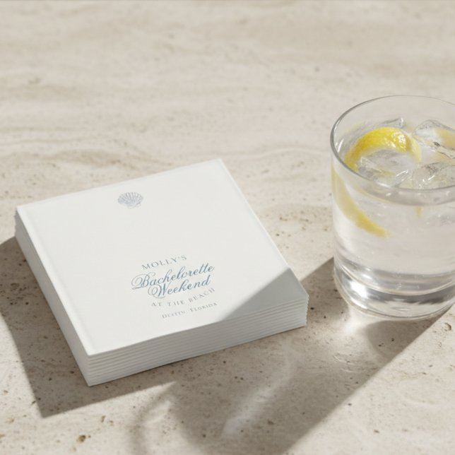 Coastal Blue Seashell Bachelorette Napkin (Coastal Blue Seashell Bachelorette Napkins)