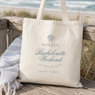 Coastal Blue Seashell Bachelorette Tote Bag