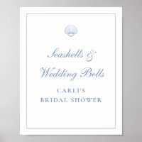 Coastal Blue Seashell Bridal Shower Sign