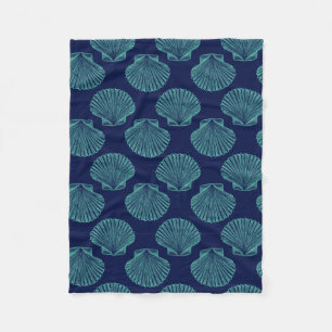 Coastal Blue Seashells Fleece Blanket