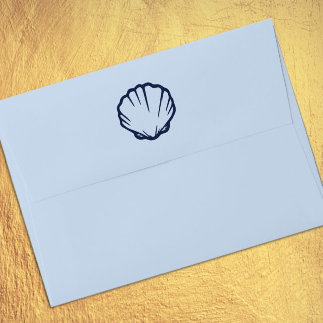 Coastal Blue Seashells Wedding Envelope (Creator Uploaded)