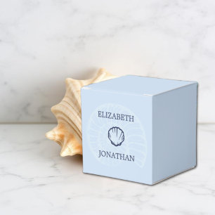 Coastal Blue Seashells Wedding Favour Box