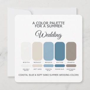 Coastal Blue Soft Sand Summer Wedding Palette Card