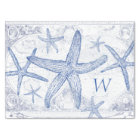Coastal Blue Starfish Pattern Monogrammed Initial