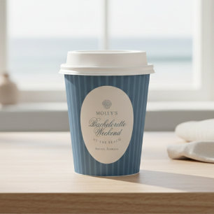 Coastal Blue Stripe Bachelorette Paper Cups