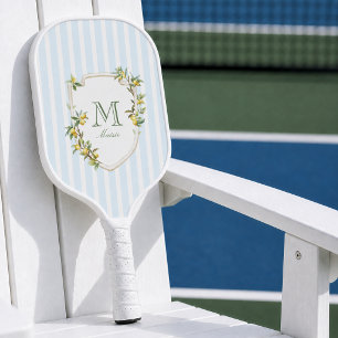 Coastal Blue Stripe Monogram Pickleball Paddle