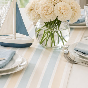 Coastal Blue Stripe Table Runner Beach House Table