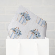 Coastal Blue Stripe Tote Bag With Blue Hydrangeas