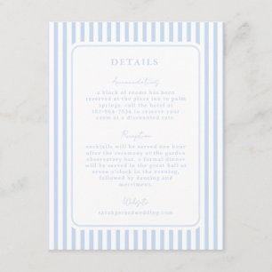 Coastal Blue Striped Wedding Detail Enclosure Card