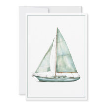 Coastal Blue Watercolor Sailboat Personalised Note