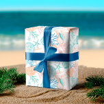 Coastal Blue Watercolor Seashell & Sripe Pattern Wrapping Paper Sheet<br><div class="desc">Who needs snowflakes when you have seashells! Capture a cool nautical casual and coastal vibe this holiday sea-son with our coastal seaside-inspired holiday wrapping paper. We've hand-painted beautiful watercolor ocean coral, sand dollars and seashells in splashes of coastal blue, rosy pink, sandy white, teals, and peach shades to create a...</div>