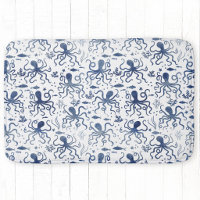 Coastal Blue Watercolor Undersea Octopus Pattern