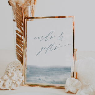 Coastal Blue Watercolor Wedding Cards & Gifts Sign