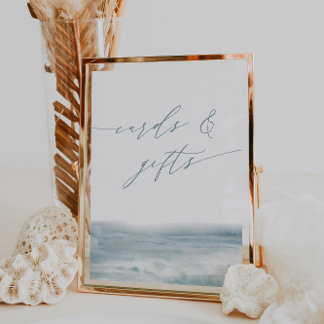 Coastal Blue Watercolor Wedding Cards & Gifts Sign