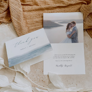 Coastal Blue Watercolor Wedding Thank You Card