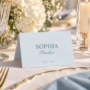 Coastal Blue Wedding Place Card with Guest Name