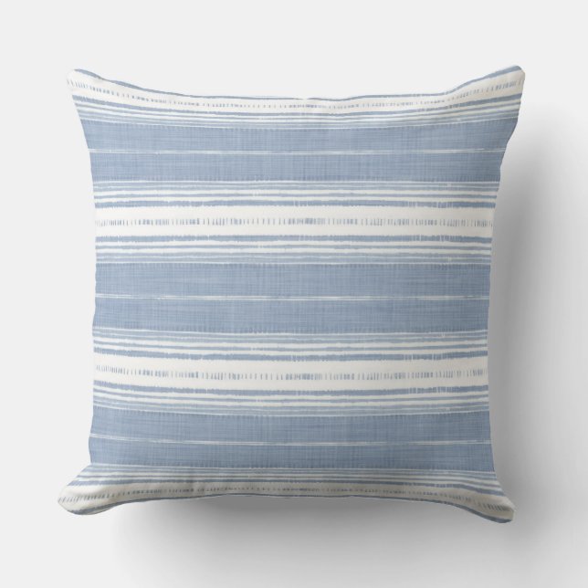 Coastal Blue & White Striped Cushion (Front)