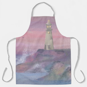 Coastal Bluff Lighthouse With Pink Sky Apron