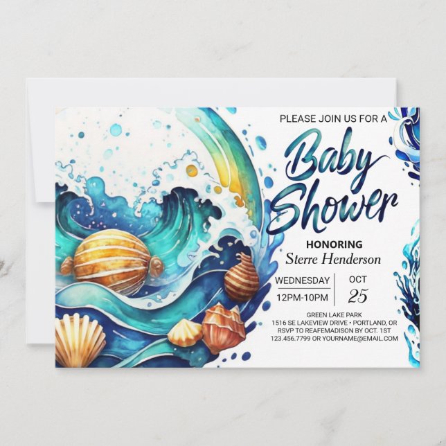 Coastal Boho Baby Shower Invitation (Front)